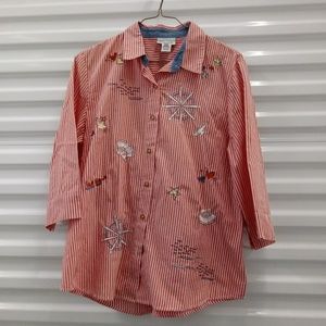 Graff Nautical Womens Button Up Top Tunic Large